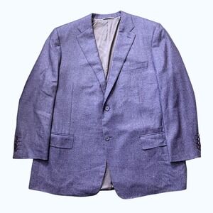 Canali 1934 Mens Blue Textured TwoButton Blazer Sport Coat Herringbone 42R FF35